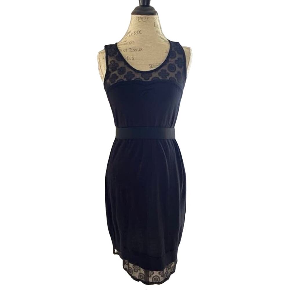 Authentic Italian See by Chloe Sleeveless Mesh Back Lace Body Dress Black Size 6